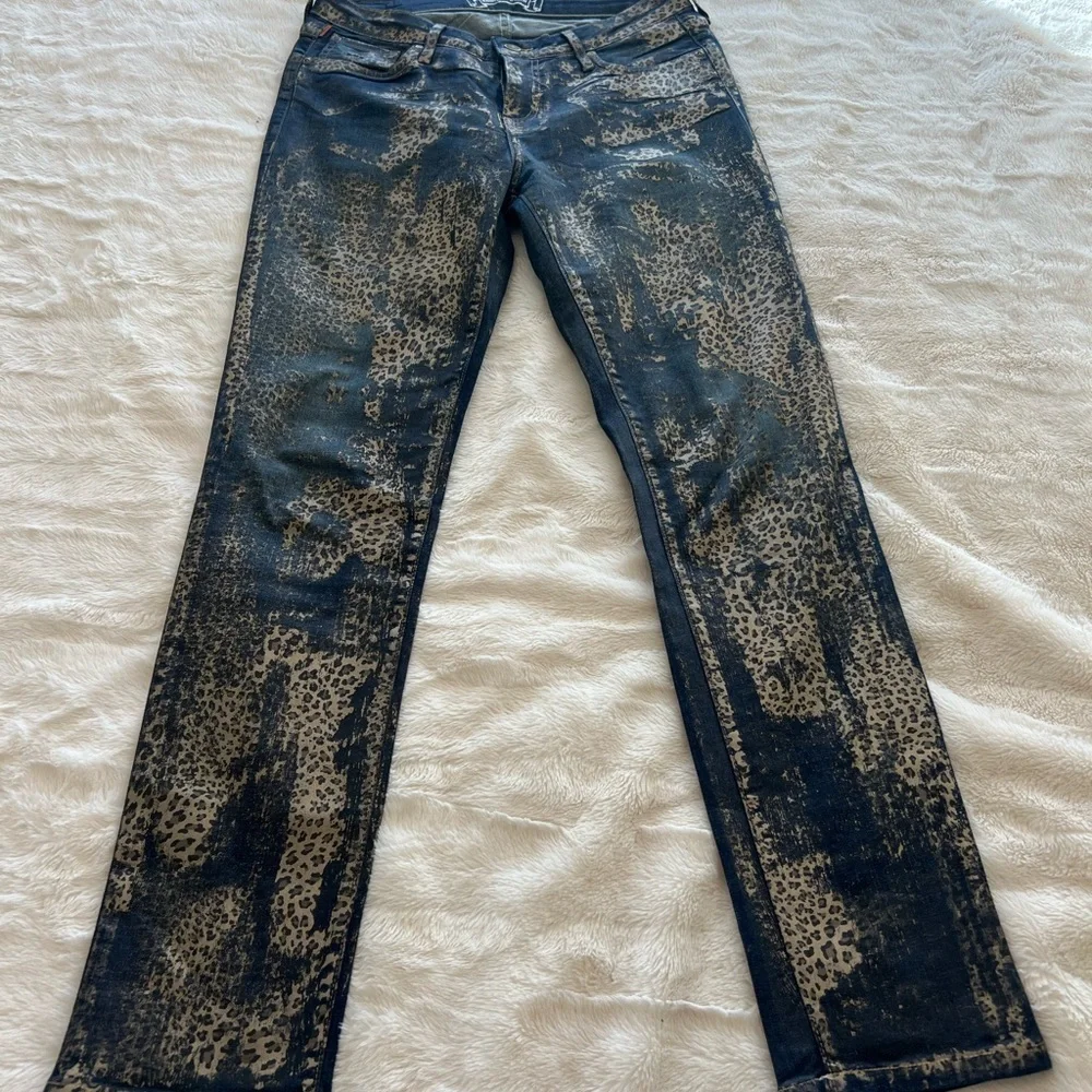 Robins Straight Leg Leopard Print Jeans - Picture 1 of 2